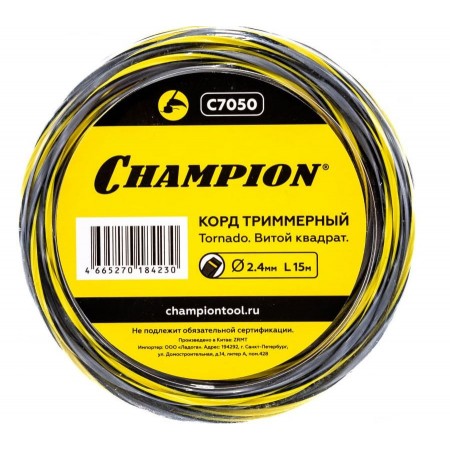 Корд трим.CHAMPION Tornado 2.4мм*15м (витой квадрат)