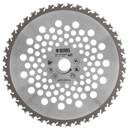 Диск для триммера DENZEL 255 х 25,4 40 зубов, Anti-Kick 96382 96382