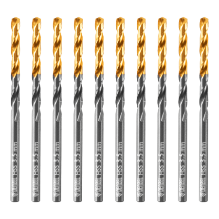 Сверло по металлу DENZEL 3,5 мм, HSS-Tin, Golden Tip, 10 шт. 717207