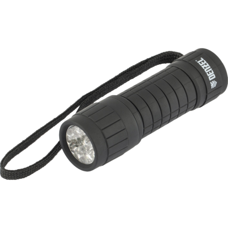 Светодиодный фонарь DENZEL 92610, черный корпус с мягким покрытием, 9 Led, 3 х ААА 92610 92610