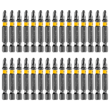 Бита DENZEL PH2х50, сталь S2, 30 шт., шестигранный профиль, пластиковая коробка, Е 6,3 11682