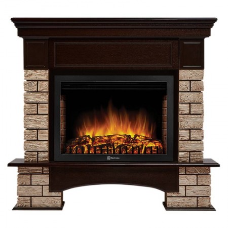 Портал Firelight Forte Wood 25 камень коричневый, шпон темный дуб Forte Wood 25