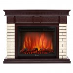 Портал Firelight Bricks 25 камень бежевый, шпон темный дуб