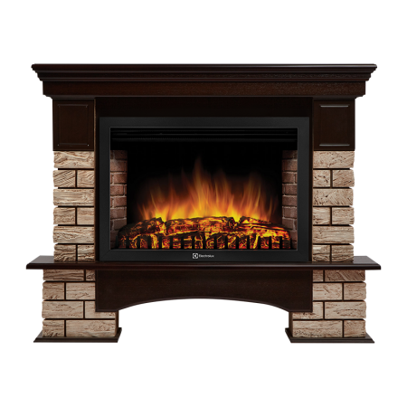 Портал Firelight Forte Wood 30U (угловой) камень коричневый, шпон темный дуб Forte Wood 30