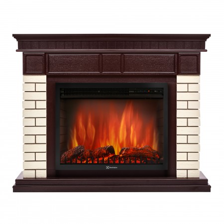 Каминокомплект:Очаг Electrolux EFP/P- 2520LS, портал Bricks 25 камень бежевый, шпон темный дуб Set 2520/Bric