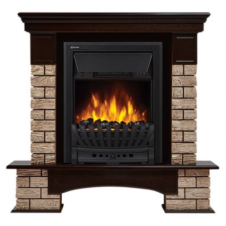 Портал Firelight Forte Wood Classic камень коричневый, шпон темный дуб Forte Wood Cl