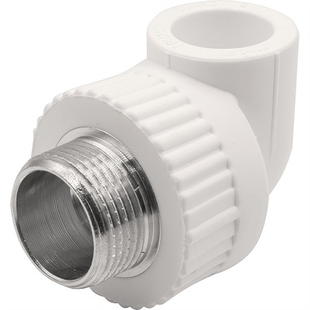 Угольник THERMOLIGHT комбинированный PP-R НР 20х3/4" белый (20/140)