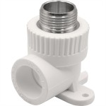 Угольник THERMOLIGHT комбинированный PP-R НР с креплением 25х3/4" белый (10/80)