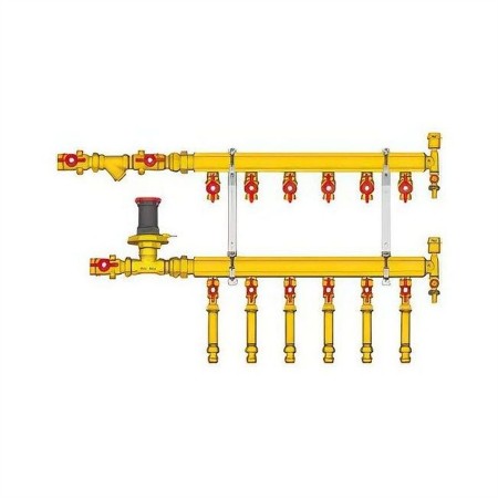 Узел коллекторный Giacomini отопления этажный, подкл. тип B1 (D2) 1" x 1/2" / 4, GE553Y404