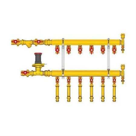 Узел коллекторный Giacomini отопления этажный, подкл. тип B1 (D2) 1" x 1/2" / 5, GE553Y405