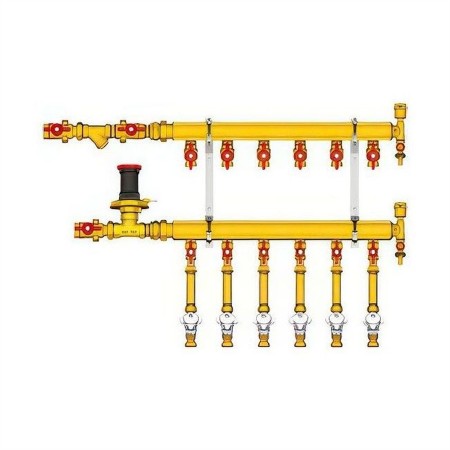 Узел коллекторный Giacomini отопления этажный, подкл. тип B3 (D2) 1"1/4 x 3/4" / 10, GE553Y560