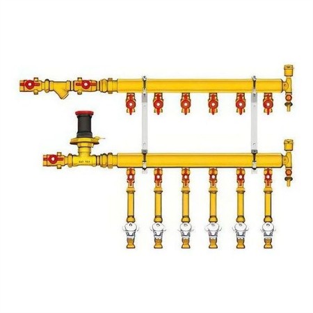 Узел коллекторный Giacomini отопления этажный, подкл. тип B3 (D2) 1" x 3/4" / 6, GE553Y456