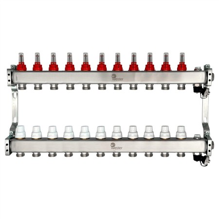 Коллектор Wester нерж. 1"-3/4 в сборе с расходомерами на 11 выходов, MUFS11134