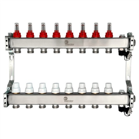 Коллектор Wester нерж. 1"-3/4 в сборе с расходомерами на 8 выходов, MUFS8134