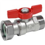 Кран шаровой Giacomini НР для счетчиков 1/2"M x 3/4"гайка - красн. рук., R254PY003