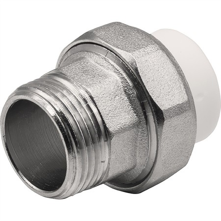 Муфта THERMOLIGHT комбинированная разъемная PP-R НР 20х3/4" белый (10/250)