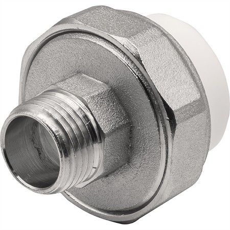 Муфта THERMOLIGHT комбинированная разъемная PP-R НР 25х1/2" белый (10/170)