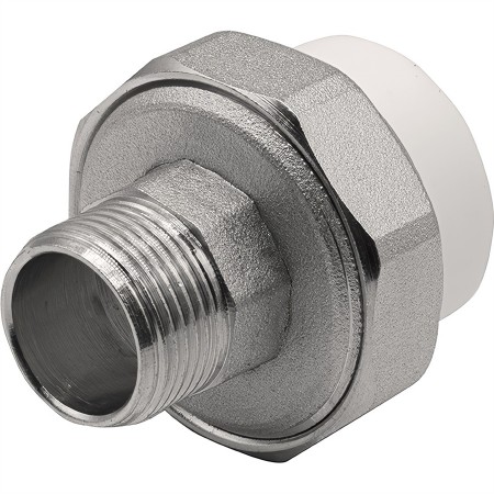 Муфта THERMOLIGHT комбинированная разъемная PP-R НР 32х3/4" белый (5/120)