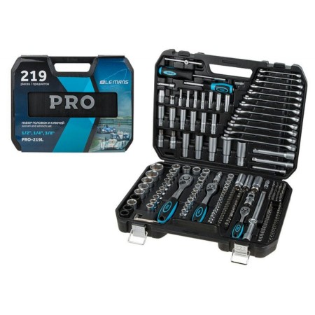 Набор головок и ключей 219пр. 1/4",3/8",1/2" PRO STARTUL LE MANS (PRO-219L)
(6 граней)