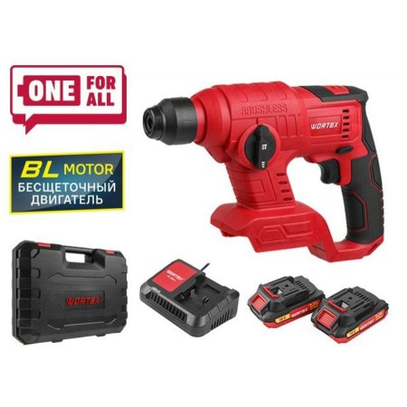 Аккум. перфоратор WORTEX CRH 1810 в чем. ALL1 XLT SET БЕСЩЕТ., 18 В, 1.2 Дж, 20 мм, 2х2 А*ч
(18.0 В, БЕСЩЕТОЧНЫЙ, , 1.2 Дж, вес 1,14 кг)