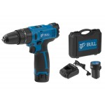 Аккум. ударный дрель-шуруповерт BULL SR 1201 в чем.
(12.0 В, 2 акк., 1.5 А/ч Li-Ion, 2 скор., 25 Нм, шурупы до 6 мм)