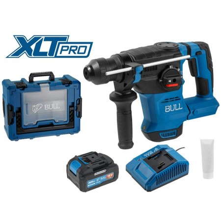 Аккум. перфоратор BULL CBH 1826 Xcase, XLTpro, БЕСЩЕТ., 18 В, 2.6 Дж, 26 мм, 1x4 А*ч, з/у
(3 режима + Vario-lock, 3,2 кг)