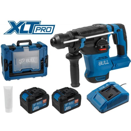 Аккум. перфоратор BULL CBH 1826 Xcase, XLTpro, БЕСЩЕТ., 18 В, 2.6 Дж, 26 мм, 2x6 А*ч, з/у
(3 режима + Vario-lock, 3,2 кг)