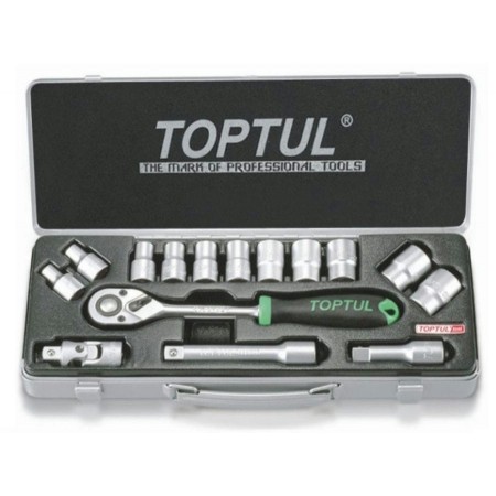 Набор головок 1/2" 8-24мм 15предм. 6гр. метал.кейс TOPTUL (GCAD1502)