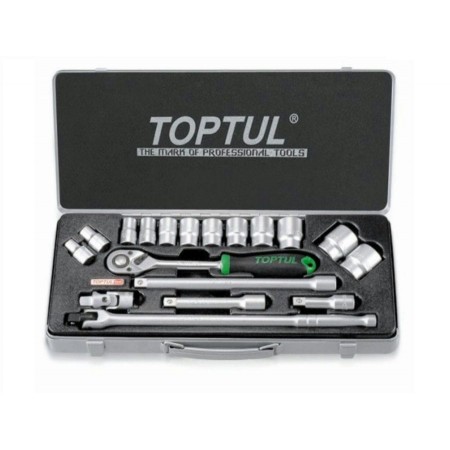 Набор головок 1/2" 10-32мм 18предм. 6гр. метал.кейс TOPTUL (GCAD1802)
