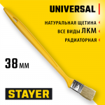 STAYER  UNIVERSAL, 38 мм, 1,5", щетина светлая натуральная, пластмассовая ручка, все виды ЛКМ, радиаторная кисть (0110-38_z01)