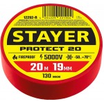 STAYER 19 мм, 20 м, цвет красный, изолента ПВХ не поддерживает горение Protect-20 12292-R