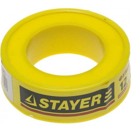 STAYER толщина 0,075 мм, плотность 0,25 г/см3, ширина 12 мм, фум лента 12360-12-025