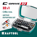 KRAFTOOL 32 шт, Cr-Mo, набор бит CLR многофункциональных 26067-H32