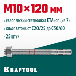 KRAFTOOL М10x120, ETA Опция 7, 25 шт., анкер клиновой 302184-10-120