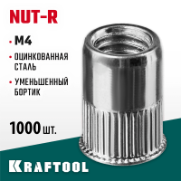 KRAFTOOL М4, 1000 шт., стальные с насечками, уменьшенный бортик, резьбовые заклепки Nut-R 311708-04