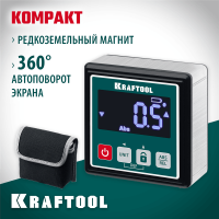 KRAFTOOL 4х90°, магнитный уровень-уклономер электронный KOMPAKT 34687