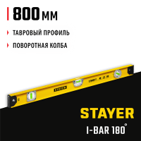 STAYER 800 мм, 3 глазка, линейка, поворотный глазок, двутавровый уровень I-Bar180 3470-080_z02