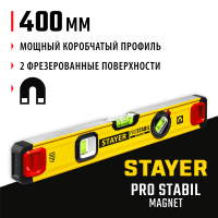 STAYER 400 мм, 3 глазка, точность 0.5 мм/м, уровень магнитный PRO STABIL MAGNET 3480-040 STAYER 400 мм, 3 глазка, точность 0.5 мм/м, уровень магнитный PRO STABIL MAGNET 3480-040