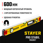 STAYER 600 мм, 3 глазка, точность 0.5 мм/м, уровень магнитный PRO STABIL MAGNET 3480-060