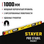 STAYER 1000 мм, 3 глазка, точность 0.5 мм/м, уровень магнитный PRO STABIL MAGNET 3480-100