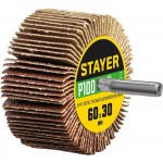 STAYER P100, 60х30 мм, круг шлифовальный лепестковый на шпильке 36608-100