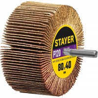 STAYER P120, 80х40 мм, круг шлифовальный лепестковый на шпильке 36609-120