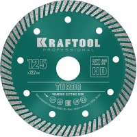 KRAFTOOL Ø 125Х22.2 мм, алмазный, сегментный, по армированному бетону, кирпичу диск отрезной TURBO 36682-125