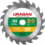 URAGAN Fast 160x20/16мм 20Т, диск пильный по дереву