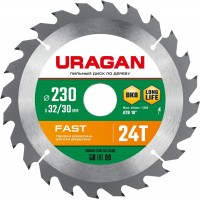 URAGAN Fast 230х32/30мм 24Т, диск пильный по дереву