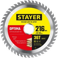 STAYER OPTIMA 216 x 32/30мм 36Т, диск пильный по дереву, оптимальный рез