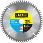 STAYER 210 х 32/30 мм, 64Т, диск пильный по алюминию MULTI MATERIAL 3685-210-32-64