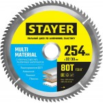 STAYER MULTI MATERIAL 254 x 32/30мм 80Т, диск пильный по алюминию, супер чистый рез