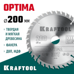 KRAFTOOL Optima 200х30мм 36Т, диск пильный по дереву (36951-200-30)