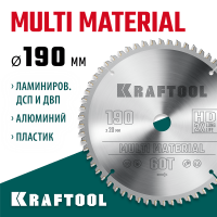 KRAFTOOL Multi Material 190х20мм 60Т, диск пильный по алюминию (36953-190-20)